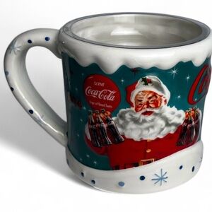 Coca Cola Santa Christmas Mug 20 oz Houston Harvest Coke Coffee cup 2004